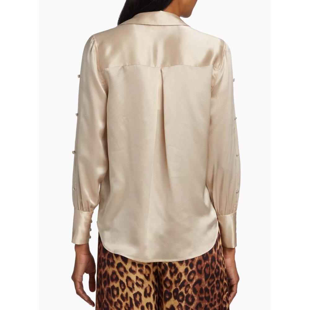 NWOT L'AGENCE Jordy Silk Satin Button-Front Blouse SHIRT SIZE XS - Picture 2 of 10